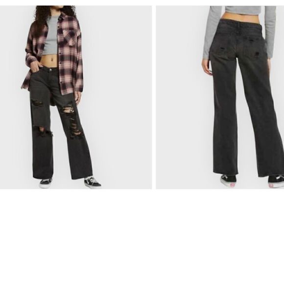 BP Destroyed Wide Leg Distressed Jeans Size 31 NWOT - Picture 2 of 13